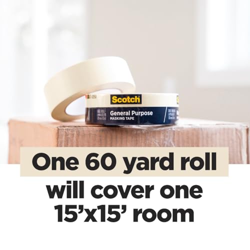 Scotch General Purpose Masking Tape, 1 Inch Wide, 1 Roll, 2050 - size: 0.94 inches x 60 yards, 1 Roll