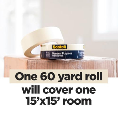 Scotch General Purpose Masking Tape, 1 Inch Wide, 1 Roll, 2050 - size: 0.94 inches x 60 yards, 1 Roll