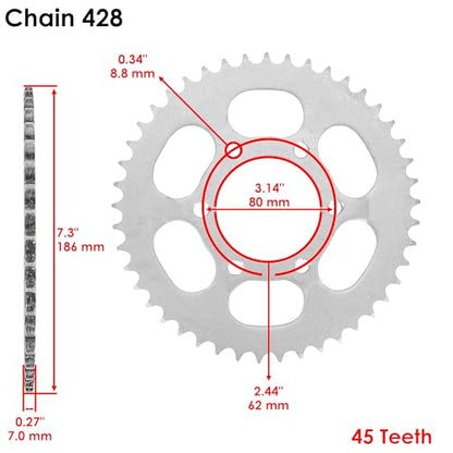 Caltric Drive Chain and Sprockets Kit Compatible with Yamaha Serow 225 XT225 1992 1993 1994 1995 1996 1997-2007