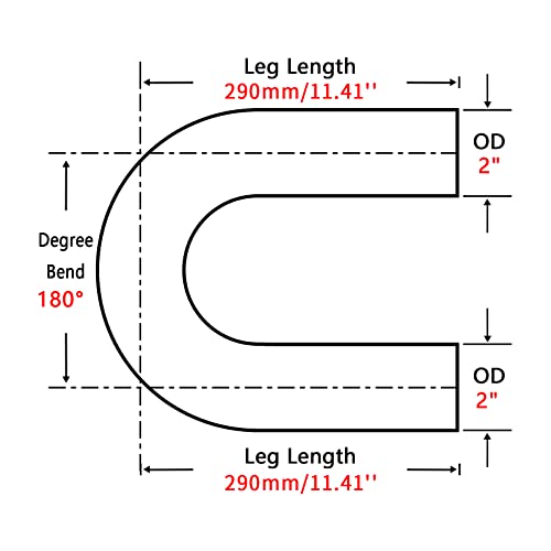 2 Inch 180 Degree DIY Custom Mandrel Exhaust Pipe Tube Pipe, T304 Stainless Steel, Universal Fit, 22.82 Inch End to End Length, 2'' OD Mandrel Bend Pipe - size: 2''OD-180 Degree-1PC