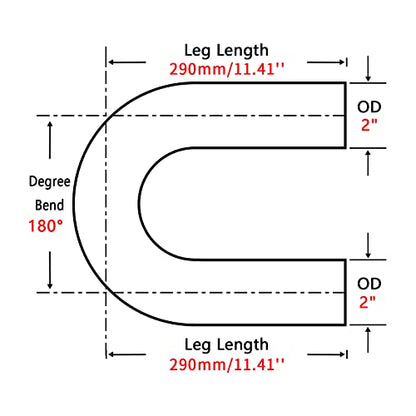 2 Inch 180 Degree DIY Custom Mandrel Exhaust Pipe Tube Pipe, T304 Stainless Steel, Universal Fit, 22.82 Inch End to End Length, 2'' OD Mandrel Bend Pipe - size: 2''OD-180 Degree-1PC