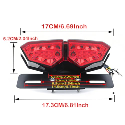 Red Motorcycle Tail Light with License Plate Bracket - color: Red