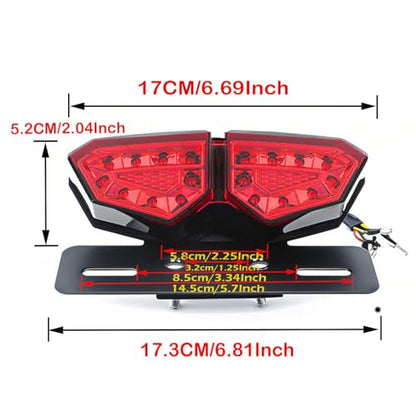 Red Motorcycle Tail Light with License Plate Bracket - color: Red