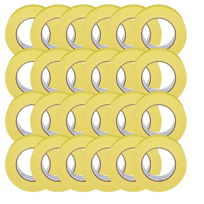 3M Automotive Refinish Masking Tape, 06656, 48 mm x 55 m, 24 Rolls – High-Performance Yellow Crepe Paper Tape for Precise Auto Painting and Detailing
