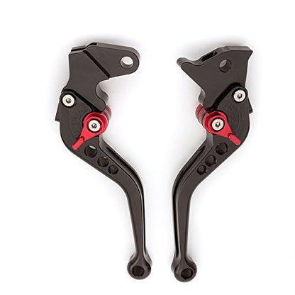 CNC Brake Clutch Levers Compatible with GROM MSX125 CBR300R CB300F CB300 CB300R CB300FA 2014-2020, CBR250R 2011-2013, CB400F CB400R 2013-15, CBR500R CB500F CB500X 2013-2020, CB125/F/R 2019-2020 - color: Black Lever with Red Adjuster