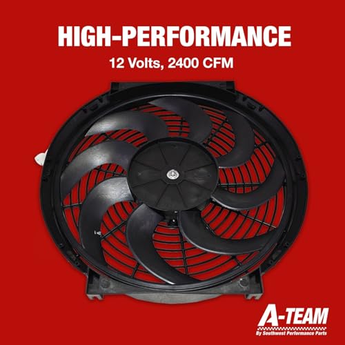 A-Team Performance 110011 Universal Electric Radiator Fan - 2400 CFM High-Output Radiator Fan - Reversible Push/Pull Operation for Automotive Use - 14 in, 12V, Pack of 1
