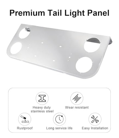 Tail Light Panel Stainless Steel Chrome Finish with Four 4.51" Round Light Cutouts(4 Holes), Rear Center Light Panel for Semi Truck Trailers - style: 4x4.51" Round Holes