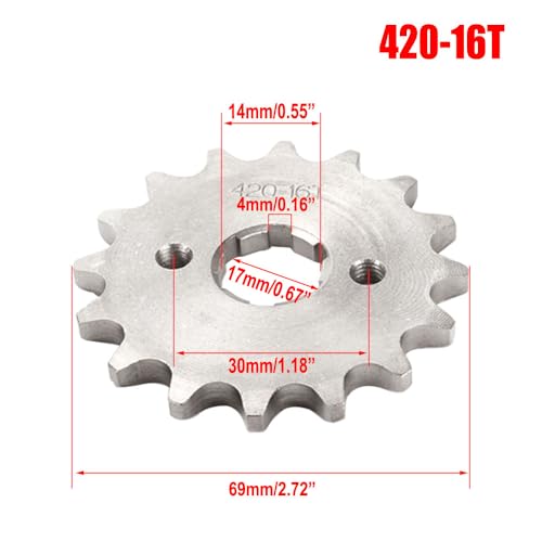420 16T 17mm Chain Sprocket with Retainer Plate Motorcycle Front Sprocket Gear fits for 50cc 70cc 90cc 110cc 125cc 140cc 160cc Engine Pit Dirt Mini Bikes Go Kart Trail Quad ATVs 4 Wheeler Moped(1 set) - style: 16T