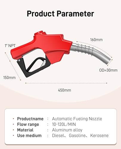 Automatic 1 inch Diesel Fuel Nozzle High Spout Car Fuel Filling Nozzle - color: 1pack Red, size: 1'' NPT without Swivel