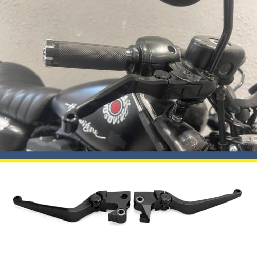 Motorcycle Levers Brake Clutch Hand Lever Adjustable Fit for Harley 2004-2013 Sportster XLH XL 883 1200 (Long, Black) - color: Black, style: Long