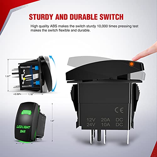 Nilight 16AWG LED Light Bar Wiring Harness Kit 2 Leads 12V On/Off 5 Pin Rocker Switch Power Relay Blade Fuse for Jeep Boat Trucks - color: 16AWG Rocker Switch Wiring Harness-2 Leads