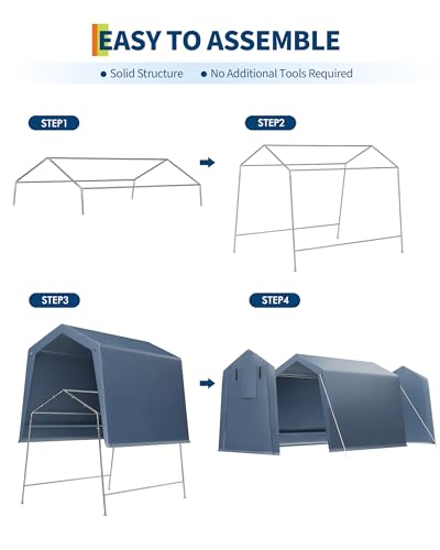 GAOMON 6x6FT Motorcycle Shelter - Heavy-Duty Steel Frame, Weatherproof PE Fabric Cover, All-Weather Protection, Easy Assembly, Compact Storage for Bikes
