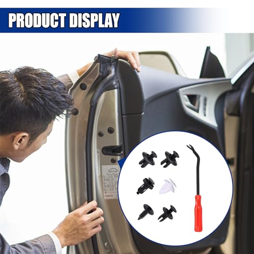 100PCS Car Bumper Retainer Clip with Fastener Remover - size: 100PCS&1Tool