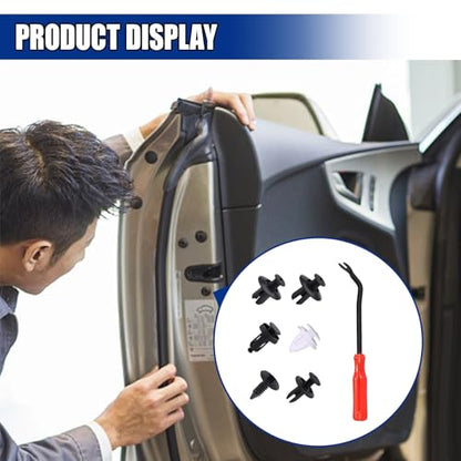 100PCS Car Bumper Retainer Clip with Fastener Remover - size: 100PCS&1Tool