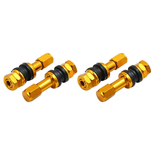 uxcell 4pcs Gold Tone Bolt in Tubeless Wheel Tire Valve Stem w Dust Cap