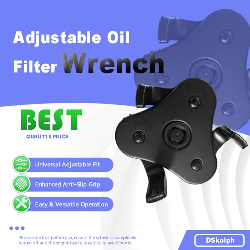 DSkoiph Adjustable Oil Filter Wrench 1/2 to 3/8 Inches Square Drive Socket