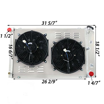 3 Row Radiator Shroud Fan For Chevy C/K 10 Monte Carlo 1978-1987 - size: 3 Row Radiator/w Cap+Shroud Fan+Relay Kit