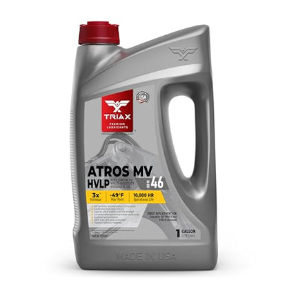 TRIAX Atros MV HVLP 46 Full Synthetic Hydraulic Oil, 300% Additive Anti-Wear Boost, 7,000-10,000 Hour Life, Arctic Grade -54 Cold Flow and High Temp Operations (1 Gallon) - size: 1 Gallon