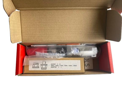 SHINANO SI1288 3/8" Pneumatic Mini Thru Ratchet Set - 6 Sockets (8-14mm), 45Nm, Made in Japan - For Tight Spaces, Engine Work