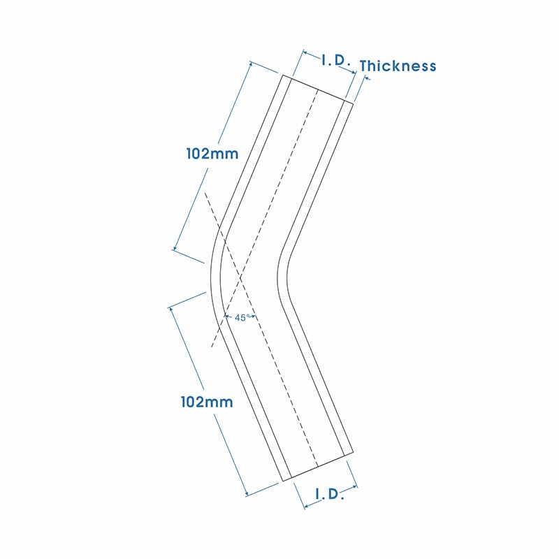 45 Degree ID 1"(25mm) Elbow Silicone Hose Intake Intercooler Coupler 1 inch Pipe,Length 102mm One Leg,4-Ply Thickness 5.4 mm - size: 45ID25(1")