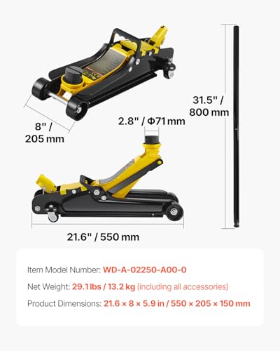 VEVOR 2.5 Ton Low Profile Heavy-Duty Steel Racing Floor Jack - size: 2.5T