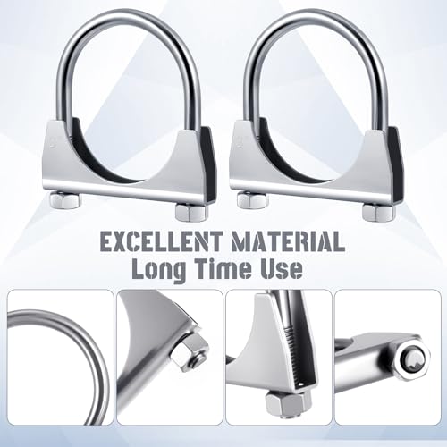 4 Pcs 3" Exhaust Clamp Heavy Duty U-bolt Exhaust Clamp - color: Silver, size: 3"
