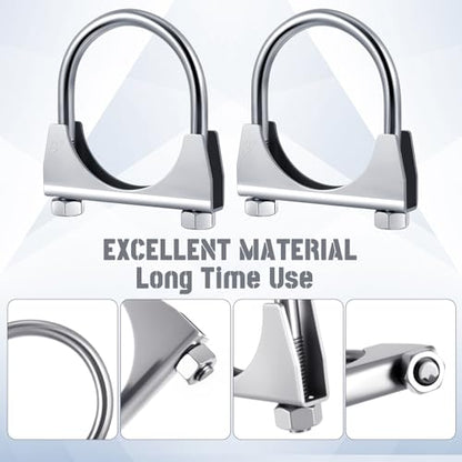 4 Pcs 3" Exhaust Clamp Heavy Duty U-bolt Exhaust Clamp - color: Silver, size: 3"