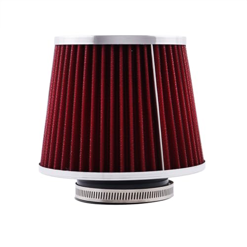 4In 102mm Washable Dry Clamp-On Cone Air Filter, Red - size: 4"