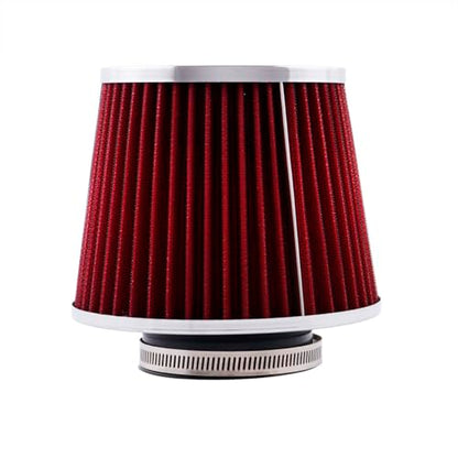 2.5In 63mm Washable Dry Clamp-On Cone Air Filter Red - size: 2.5"