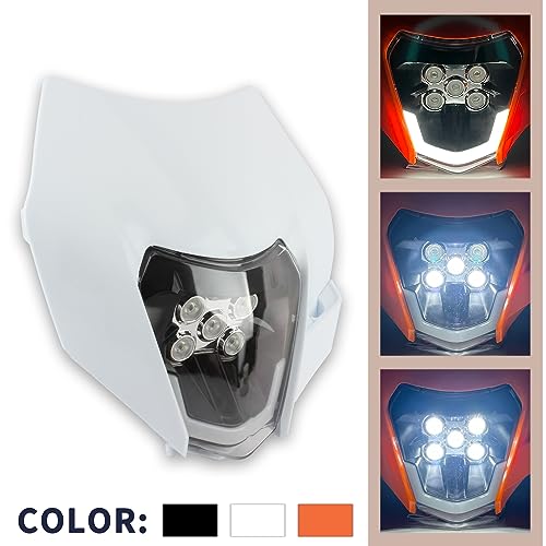 Dirt Bike LED Headlight,Universal Motorcycle Head Lamp Kit Compatible With Motocross Pit Bike Enduro ATV Supermoto 150 250 350 450 500 SX XCW EXC SXF XC SMC R 690(White) - color: 16-5LED White