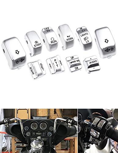 Chrome Hand Control Switch Housing Caps Compatible for Harley Davidson Electra Street Glide 1996-2013 - color: CHROME 10 PCS/SET
