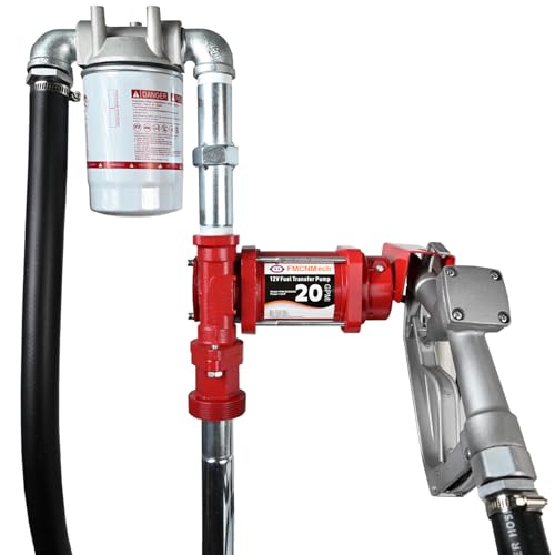 FMCNMech 12V Fuel Transfer Pump Kit, 20 GPM with Manual Nozzle - color: 20 GPM Gas & Diesel Pump