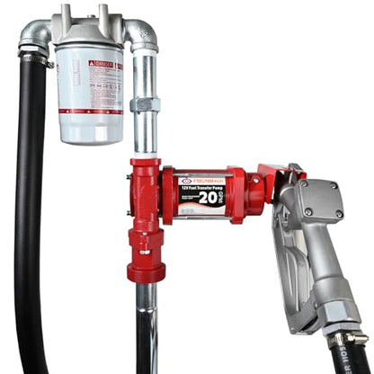 FMCNMech 12V Fuel Transfer Pump Kit, 20 GPM with Manual Nozzle - color: 20 GPM Gas & Diesel Pump