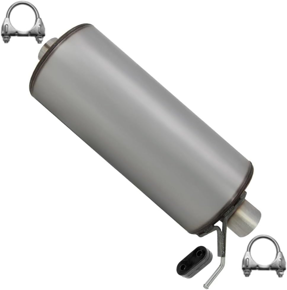 Exhaust Muffler Compatible with GMC Sierra 2500 HD Classic 2007 8.1L | Stainless Steel | Northeastern Exhaust | Includes Clamps and Hangers | Direct-Fit Replacement