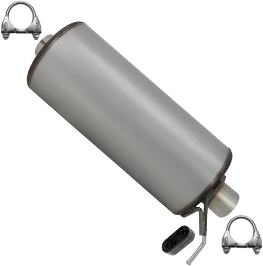Exhaust Muffler Compatible with GMC Sierra 2500 HD Classic 2007 8.1L | Stainless Steel | Northeastern Exhaust | Includes Clamps and Hangers | Direct-Fit Replacement