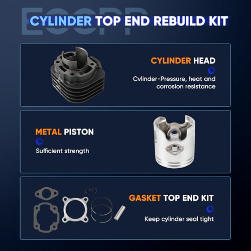 ECCPP 70CC Cylinder Piston Gasket Top End Kit for Yamaha Jog 50 1991-2001 - size: 1E40QMB