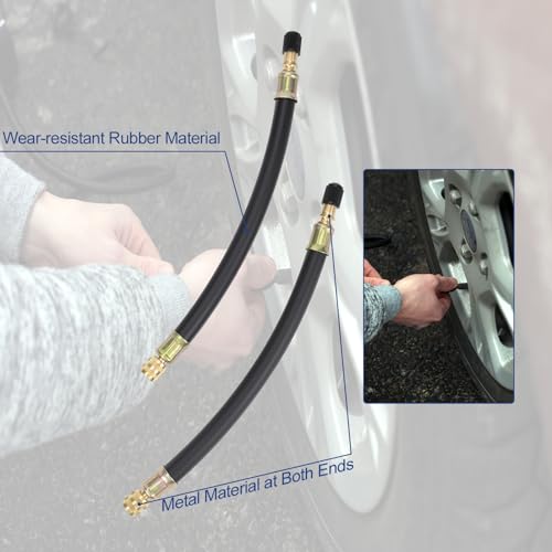 2Pcs Flexible Rubber Tire Valve Extension Hose