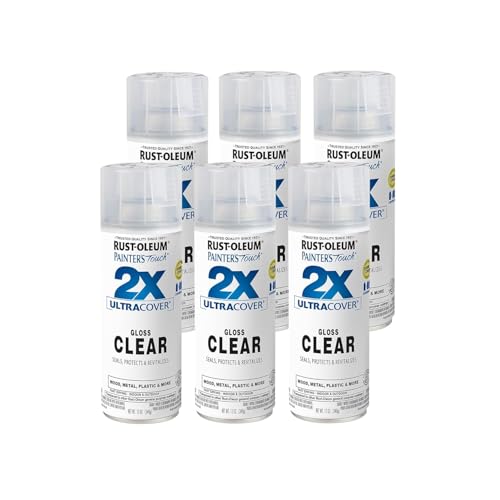Rust-Oleum 334029-6PK Painter's Touch 2X Ultra Cover Spray Paint, 12 oz, Gloss Clear, 6 Pack - color: Clear, size: 12 Ounce (Pack of 6)