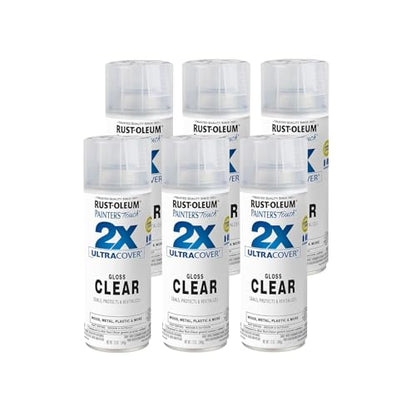 Rust-Oleum 334029-6PK Painter's Touch 2X Ultra Cover Spray Paint, 12 oz, Gloss Clear, 6 Pack - color: Clear, size: 12 Ounce (Pack of 6)