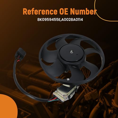 maXpeedingrods Right Passenger Side Electric Cooling Fan w/Module Fits for Audi S4 2010-2012, for Audi S5 2008-2012, 8K0959455E A0028A0114 - size: 8K0959455E