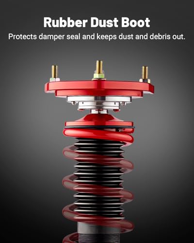 EVIL ENERGY Coilovers Compatible for Volkswagen GTI 2006-2009, for VW Golf 2003-2007, Height Adjustable Lowering Kit, Twin-Tube Coilover Suspension Kit for Comfortable Ride, Red