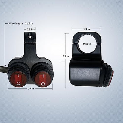 Motorcycle Handlebar Switch ATV Handlebar Light Switch Waterproof Double Control Kill Switc Headlight Spotlights Hazard Brake Fog Light ON Off Switches 12v (Red) 1 Piece - size: Style B-RED 1 Piece