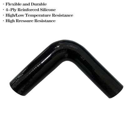 1.75"-2" 90 Degree Reducer Silicone Elbow Coupler 7" Leg Length - size: ID: 1.75" to 2" (45mm to 51mm)