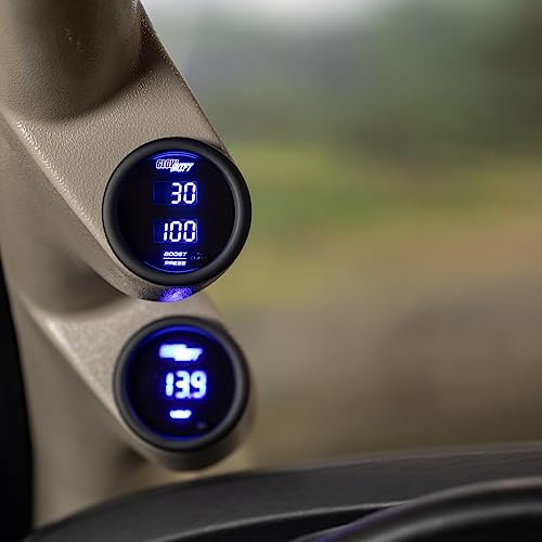 GlowShift 10 Color Digital Dual Turbo Boost Vac & Pressure Gauge Kit