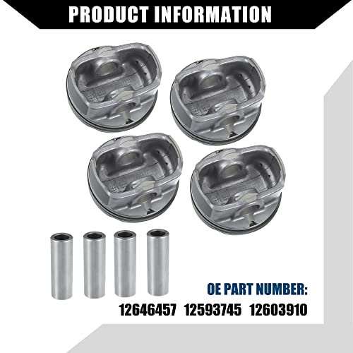 12578324 / Front/Engine Piston and Pin Assembly for Buick LaCrosse 2.4L 2010-2016 for Chevy Captiva 2012-2015 / Piston Rings Kit/Metal / 1 Set/Titanium Tone