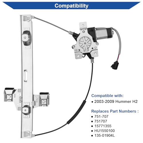 Obaee Window Regulator with Motor Rear Left Driver Side, Replace 751-707 - size: Rear Left Driver Side