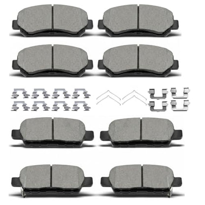 D905 D1374 Front Rear Ceramic Brake Pads Set With Clips For 2009-2014/2016-2020 Nissan Maxima,For 2008-2013 Nissan Rogue,For 2008-2012 X-Trail (8 pcs) - size: D905 D1374