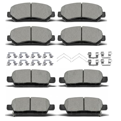 D905 D1374 Front Rear Ceramic Brake Pads Set With Clips For 2009-2014/2016-2020 Nissan Maxima,For 2008-2013 Nissan Rogue,For 2008-2012 X-Trail (8 pcs) - size: D905 D1374