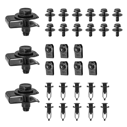 Ohleats 35 PCS Car Engine Under Cover Splash Shield Guard Body Bolts, Auto Bumper Extruded U-Nuts Clips Kit, Fender Liner Push Retainer Fastener Rivet Clips, Car Accessories - color: 35 PCS