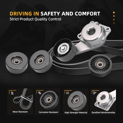 Belt Tensioner Serpentine Belt Idler Pulley Kit #38001 36157 - size: for F-150/Expedition/Explorer 2005-2014